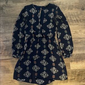 Express Navy and White Patterned Dress